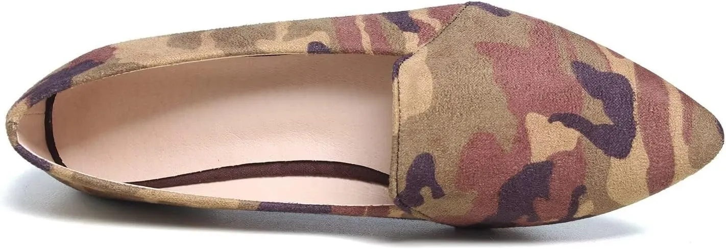 Hee grand Classic Solid Pointed Toe Ballet Flats for Women Lightweight Slip-On Loafers Comfort Walking Flats Suede Dressy Shoes