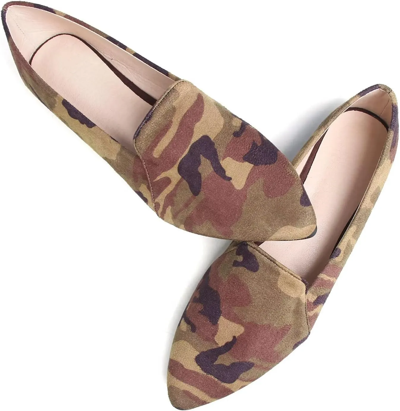 Hee grand Classic Solid Pointed Toe Ballet Flats for Women Lightweight Slip-On Loafers Comfort Walking Flats Suede Dressy Shoes