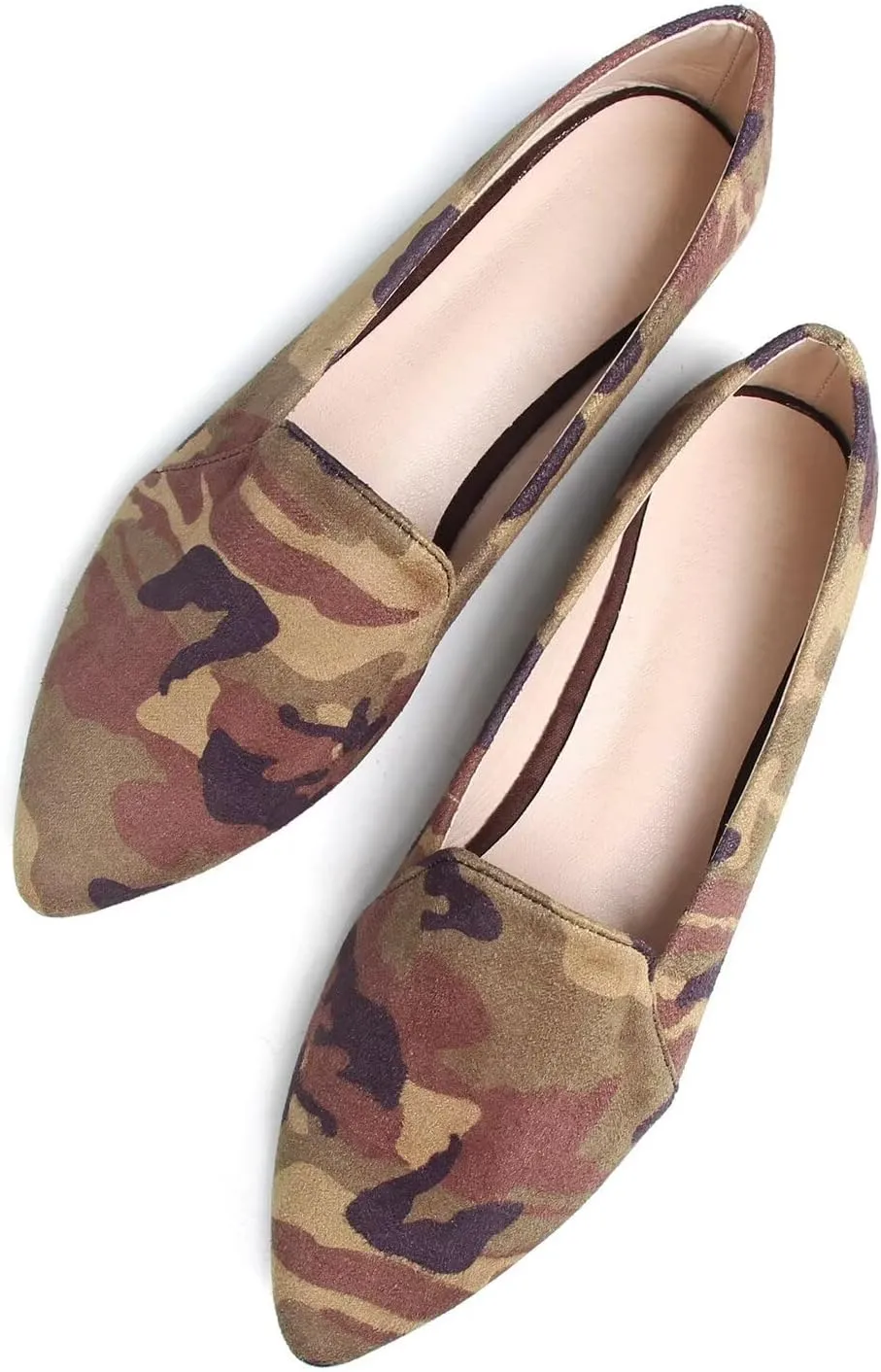 Hee grand Classic Solid Pointed Toe Ballet Flats for Women Lightweight Slip-On Loafers Comfort Walking Flats Suede Dressy Shoes