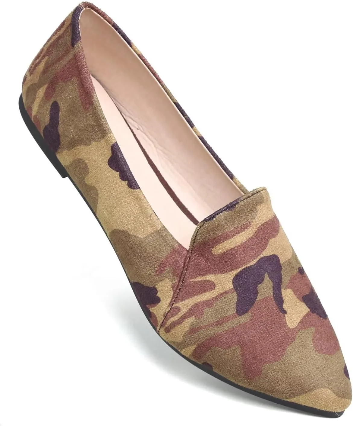 Hee grand Classic Solid Pointed Toe Ballet Flats for Women Lightweight Slip-On Loafers Comfort Walking Flats Suede Dressy Shoes