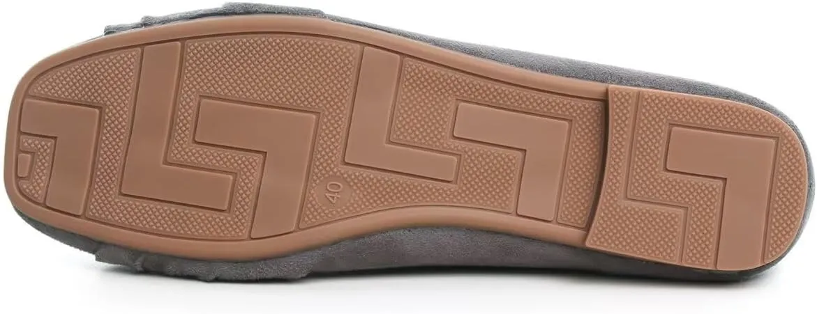 Hee grand Women Square Toe Ballet Flats Shoes Bowknot Dressy Shoes Casual Suede Slip-On Loafers