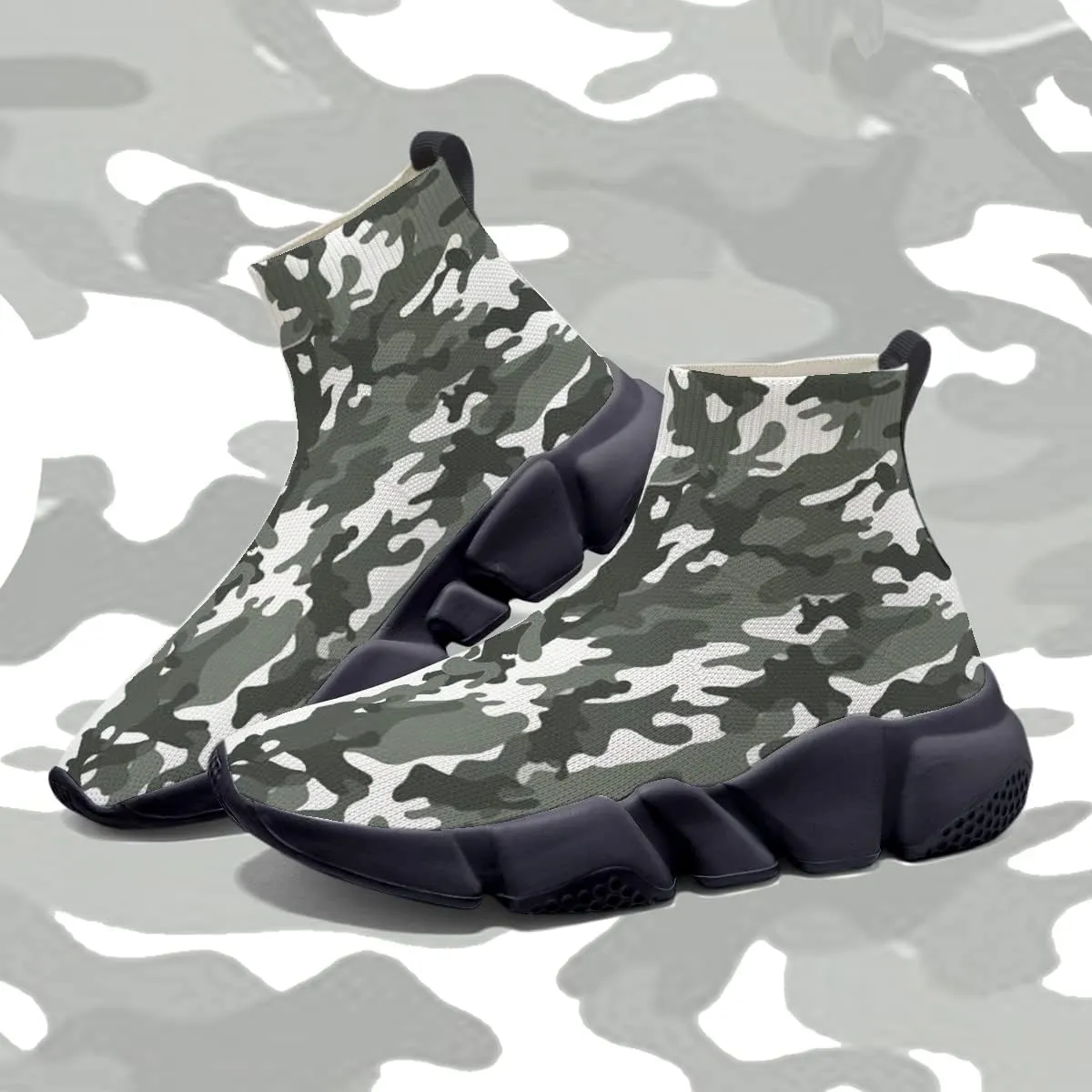 Hetios Men's Camouflage Shoes - Lightweight Breathable Walking Shoes Sock Shoes Workout Casual Running Shoes