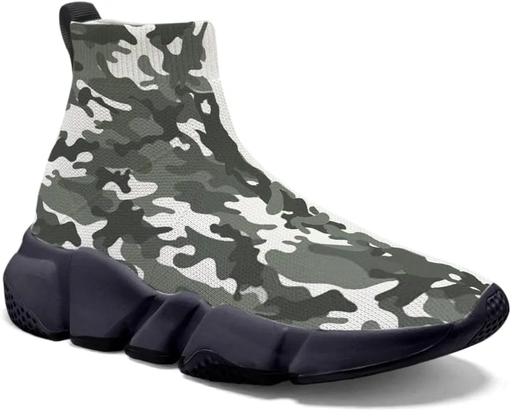 Hetios Men's Camouflage Shoes - Lightweight Breathable Walking Shoes Sock Shoes Workout Casual Running Shoes