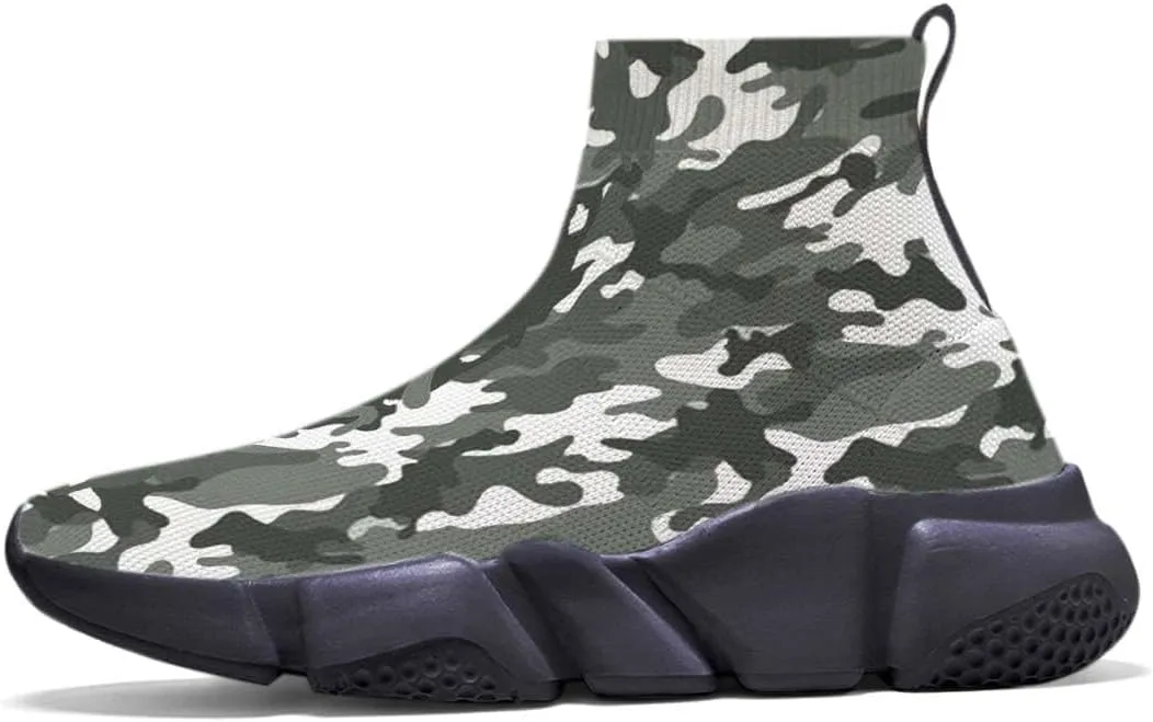 Hetios Men's Camouflage Shoes - Lightweight Breathable Walking Shoes Sock Shoes Workout Casual Running Shoes