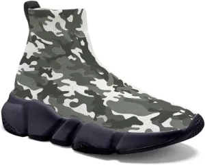 Hetios Men's Camouflage Shoes - Lightweight Breathable Walking Shoes Sock Shoes Workout Casual Running Shoes