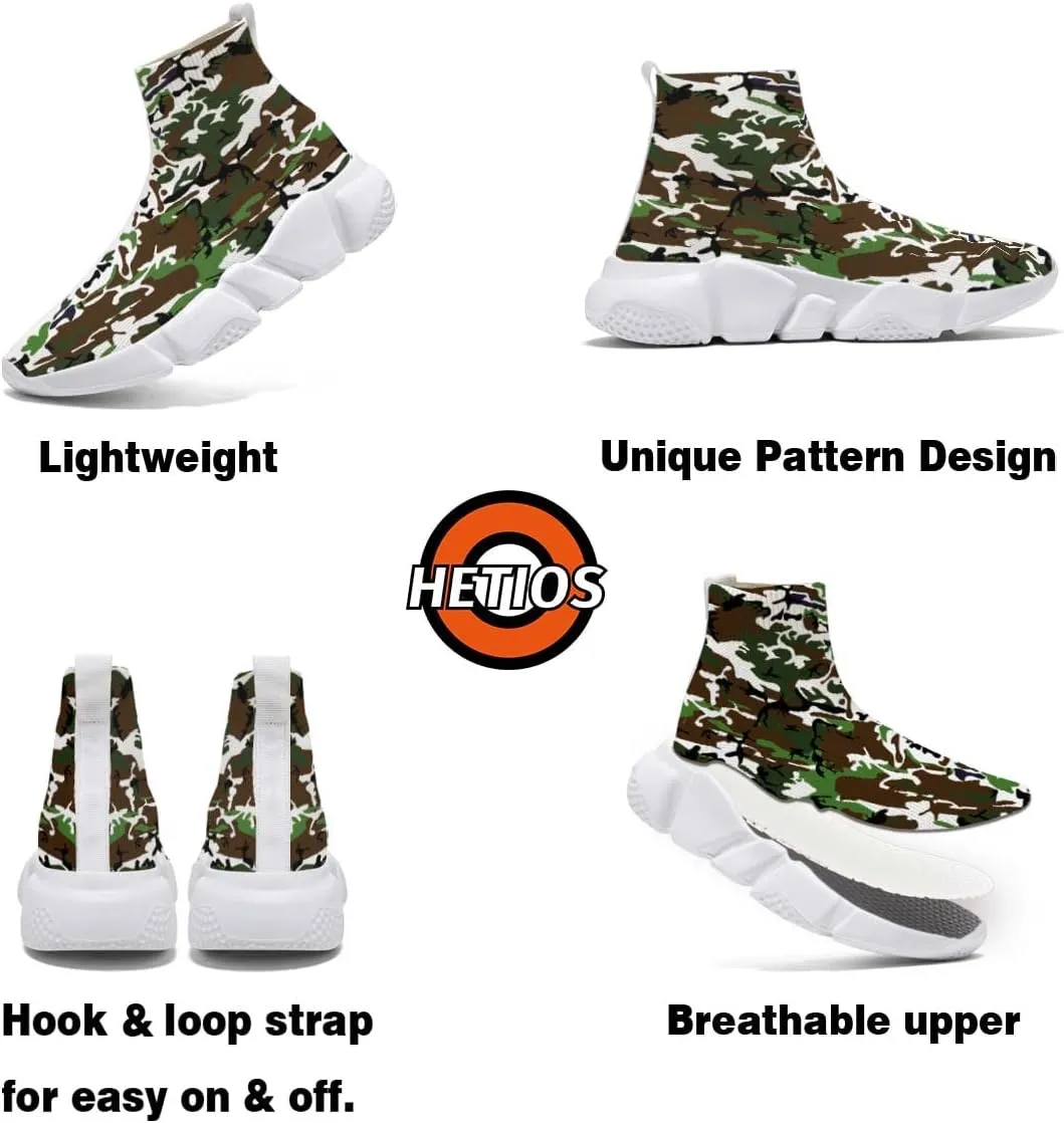 Hetios Men's Camouflage Shoes - Lightweight Breathable Walking Shoes Sock Shoes Workout Casual Running Shoes