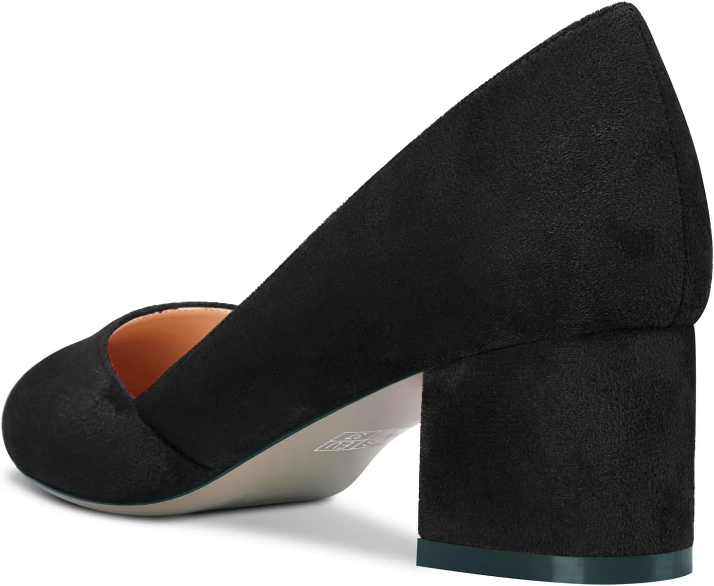 HEUIVZAR Pumps for Women Slip-on Round Toe Block Chunky Mid Low Heel Suede Shopping Vacation Classic 2 Inch