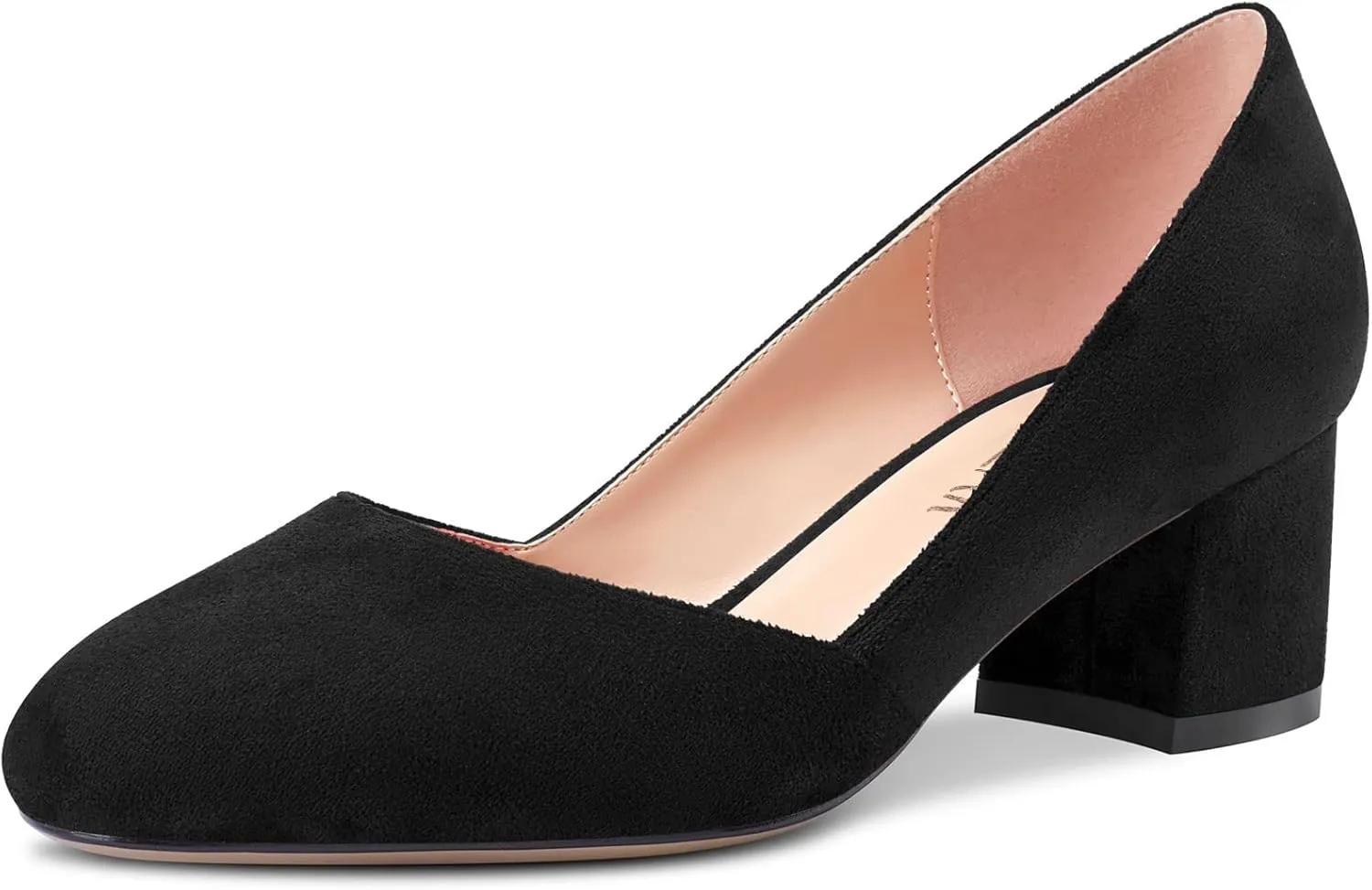 HEUIVZAR Pumps for Women Slip-on Round Toe Block Chunky Mid Low Heel Suede Shopping Vacation Classic 2 Inch