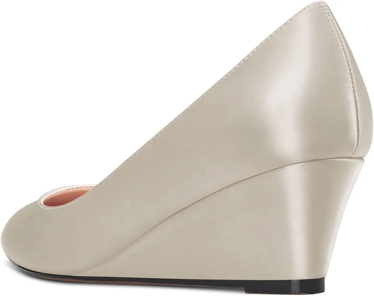 HEUIVZAR Women Wedge Pumps Pointed Toe Block Chunky Mid Low Heel Slip-on Dress Shoes Classic Satin 2 Inch