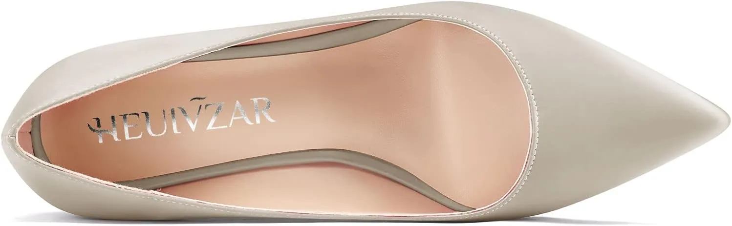 HEUIVZAR Women Wedge Pumps Pointed Toe Block Chunky Mid Low Heel Slip-on Dress Shoes Classic Satin 2 Inch