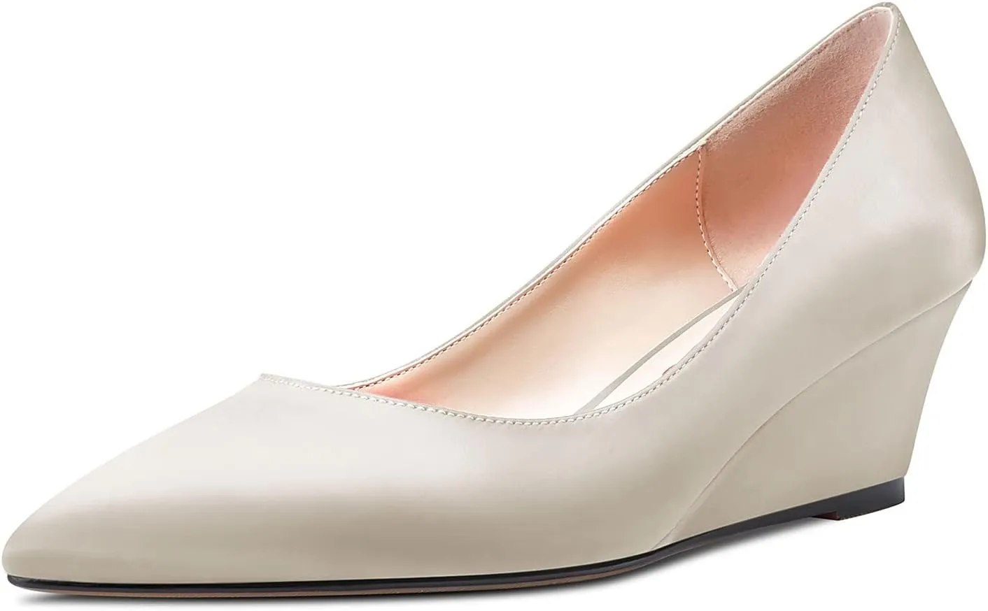 HEUIVZAR Women Wedge Pumps Pointed Toe Block Chunky Mid Low Heel Slip-on Dress Shoes Classic Satin 2 Inch