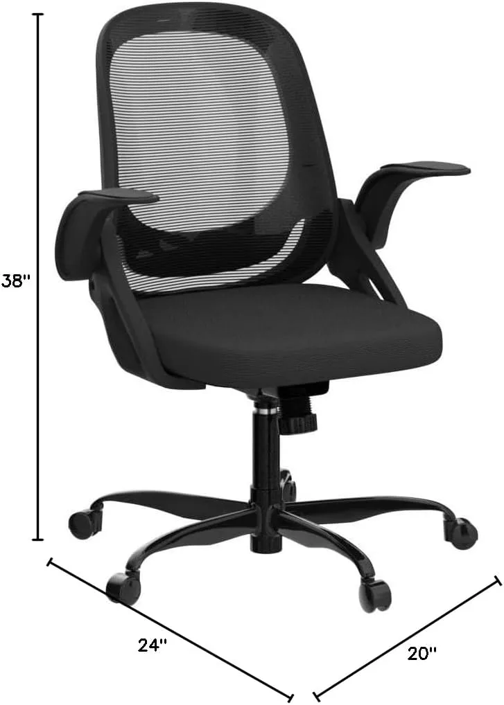 Home Office Chair Work Desk Chair Comfort Ergonomic Swivel Computer Chair, Breathable Mesh Desk Chair, Lumbar Support Task Chair with Wheels and Flip-up Arms and Adjustable Height