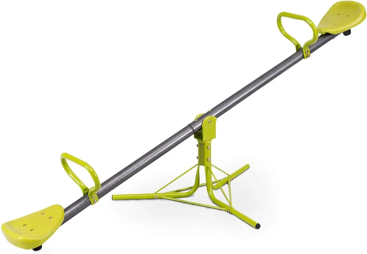 HONEY JOY Kids Seesaw Teeter Totter, 2-Person Heavy Duty Metal Playground Equipment for Backyard, 360 Degree Rotation Fun for Toddlers Boys Girls Age 3-8, Teeter Totter for Kids Outdoor(Metal Green)