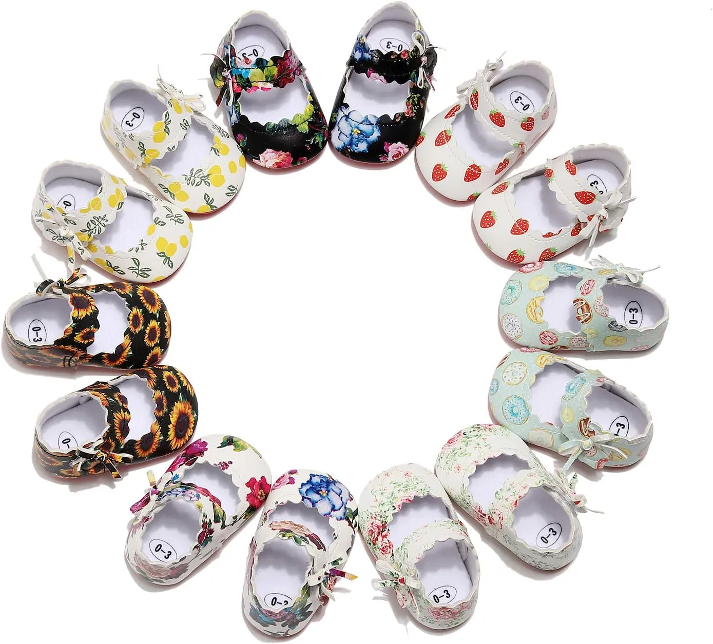 HONGTEYA Baby Girls Ballet Dress Shoes - Mary Jane Soft Sole Sidebow Toddler Moccasins