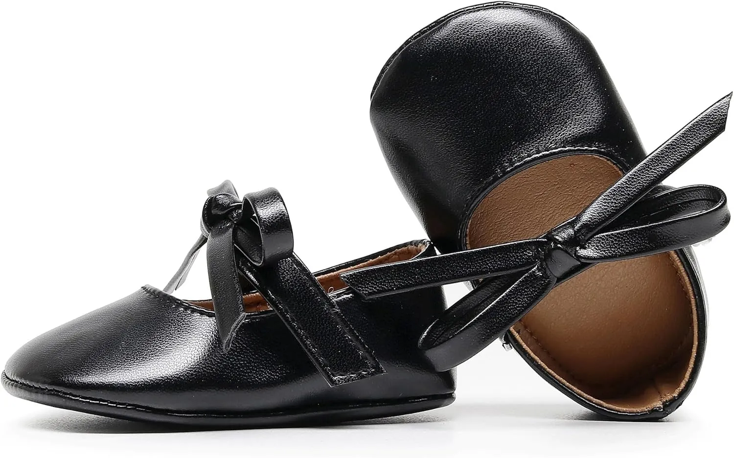 HONGTEYA Baby Girls Ballet Dress Shoes - Mary Jane Soft Sole Sidebow Toddler Moccasins