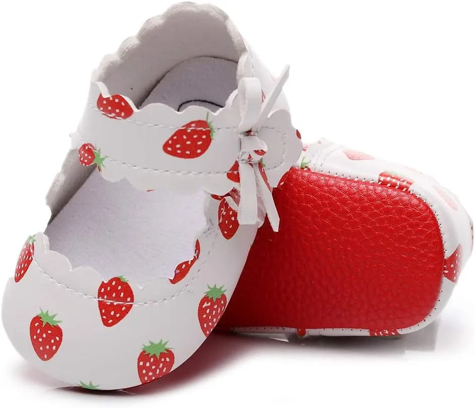 HONGTEYA Baby Girls Ballet Dress Shoes - Mary Jane Soft Sole Sidebow Toddler Moccasins