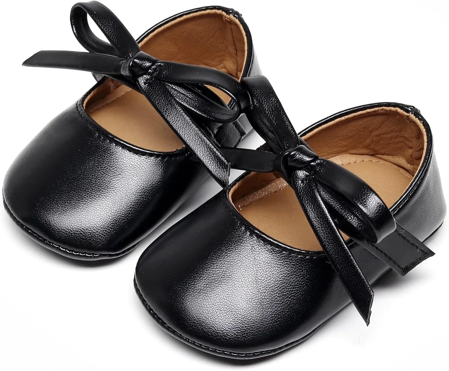 HONGTEYA Baby Girls Ballet Dress Shoes - Mary Jane Soft Sole Sidebow Toddler Moccasins