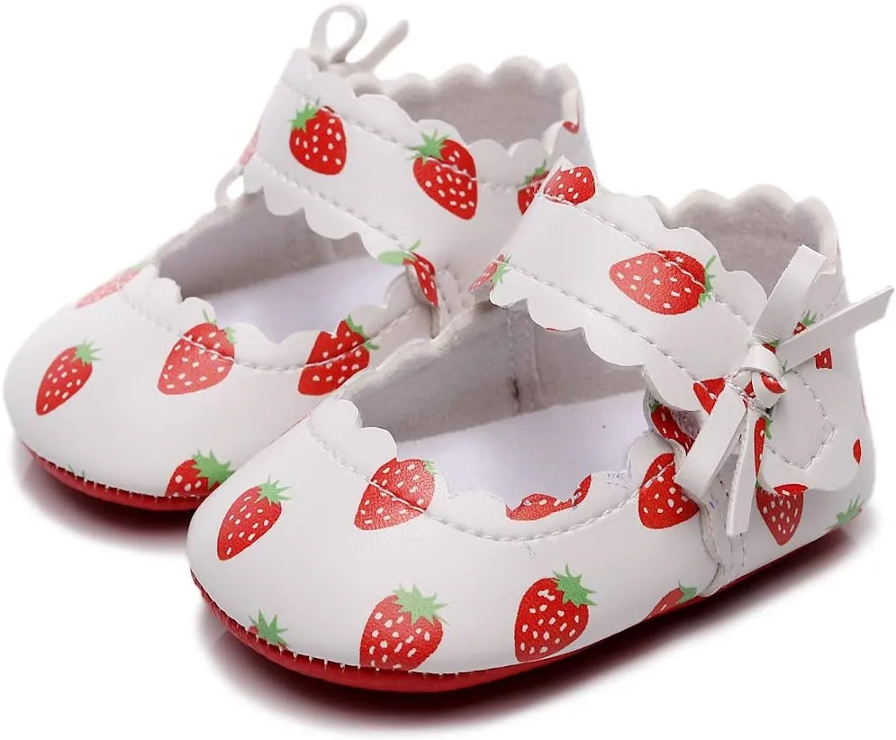 HONGTEYA Baby Girls Ballet Dress Shoes - Mary Jane Soft Sole Sidebow Toddler Moccasins