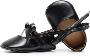 HONGTEYA Baby Girls Ballet Dress Shoes - Mary Jane Soft Sole Sidebow Toddler Moccasins