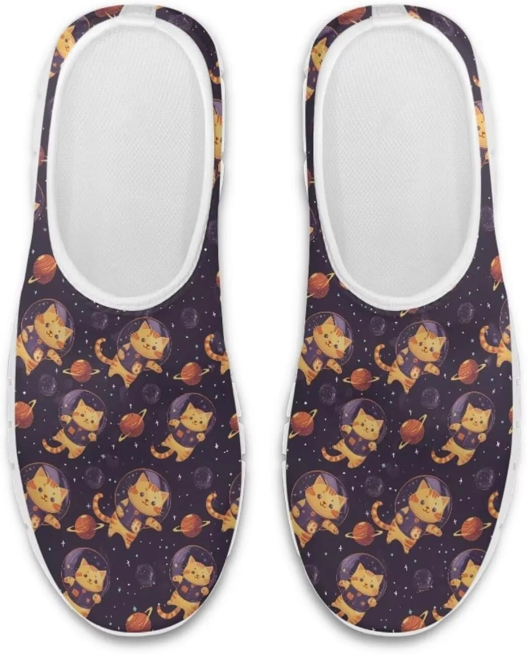 Howilath Cat Print Women's Loafers & Slip-on Running Sneakers Breathable Anti-Skid Hands Free Shoes