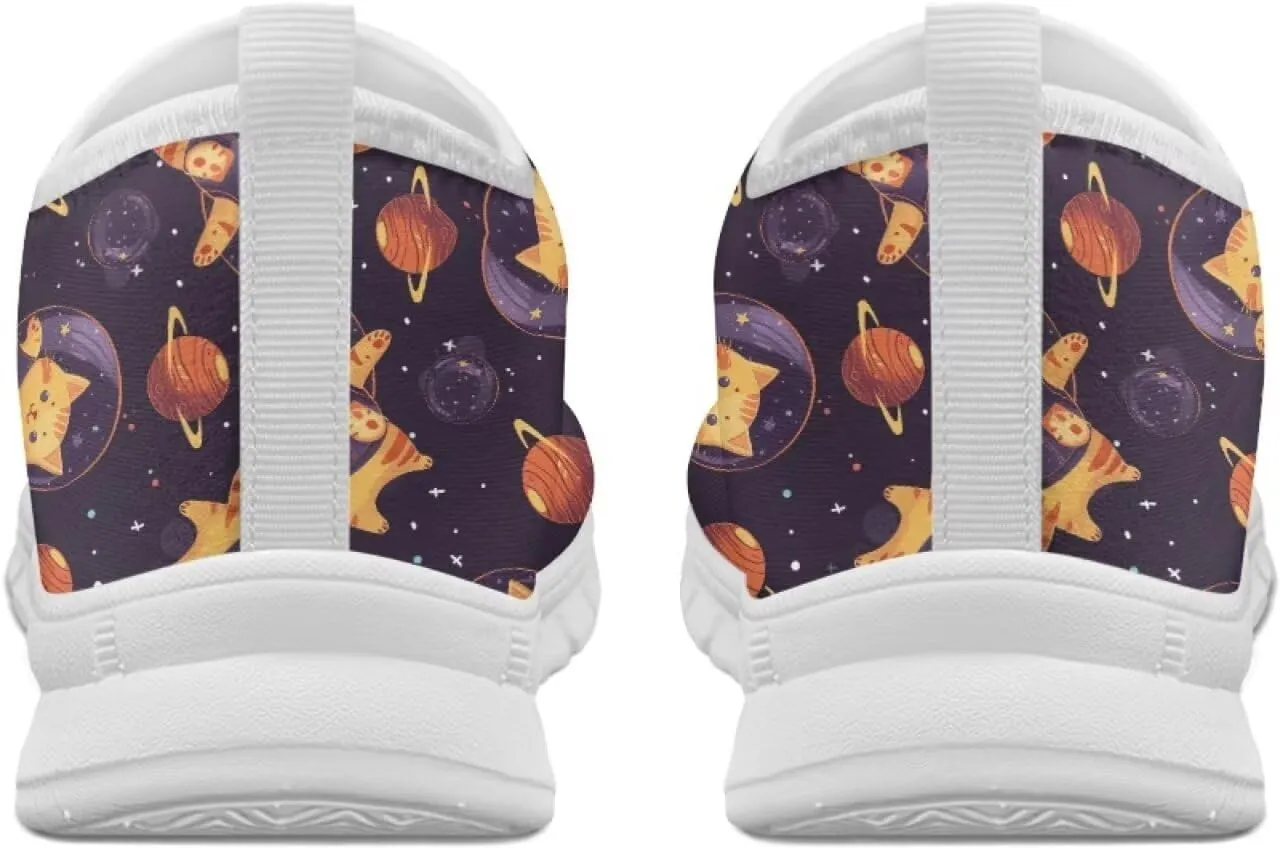 Howilath Cat Print Women's Loafers & Slip-on Running Sneakers Breathable Anti-Skid Hands Free Shoes