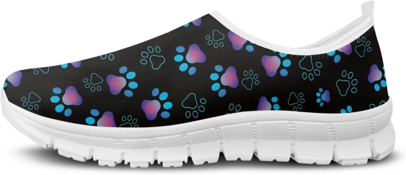 Howilath Dog Paw Print Slip on Loafers for Women Anti-Skid Running Sneakers Breathable Casual Shoes