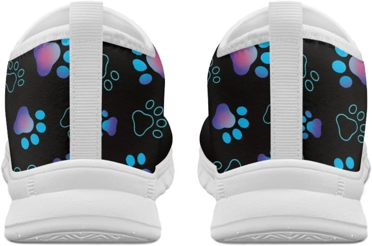 Howilath Dog Paw Print Slip on Loafers for Women Anti-Skid Running Sneakers Breathable Casual Shoes