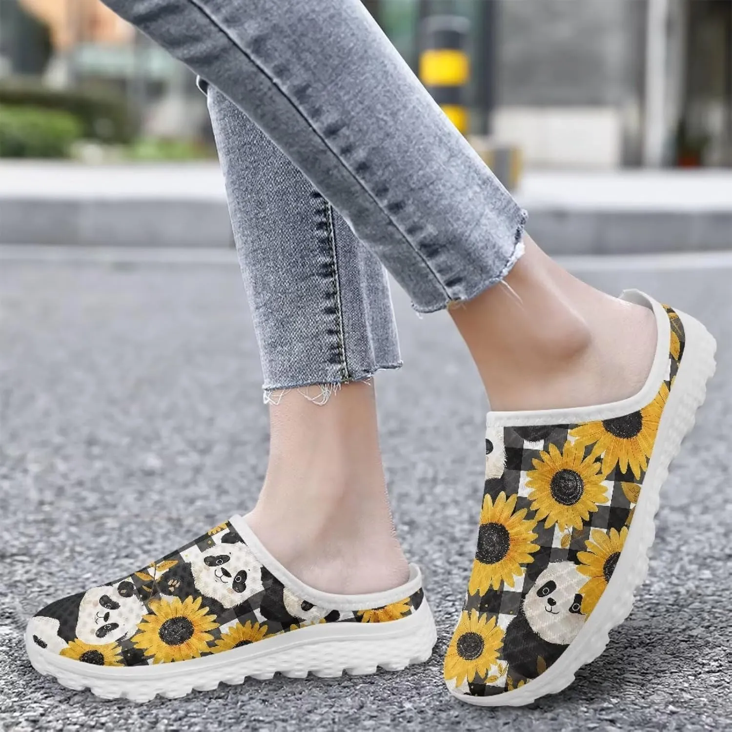 Howilath Womens Garden Shoes Clogs Soft Mules Non-Slip Garden Work Shoes with Arch Support EVA Flat Sandals for Casual