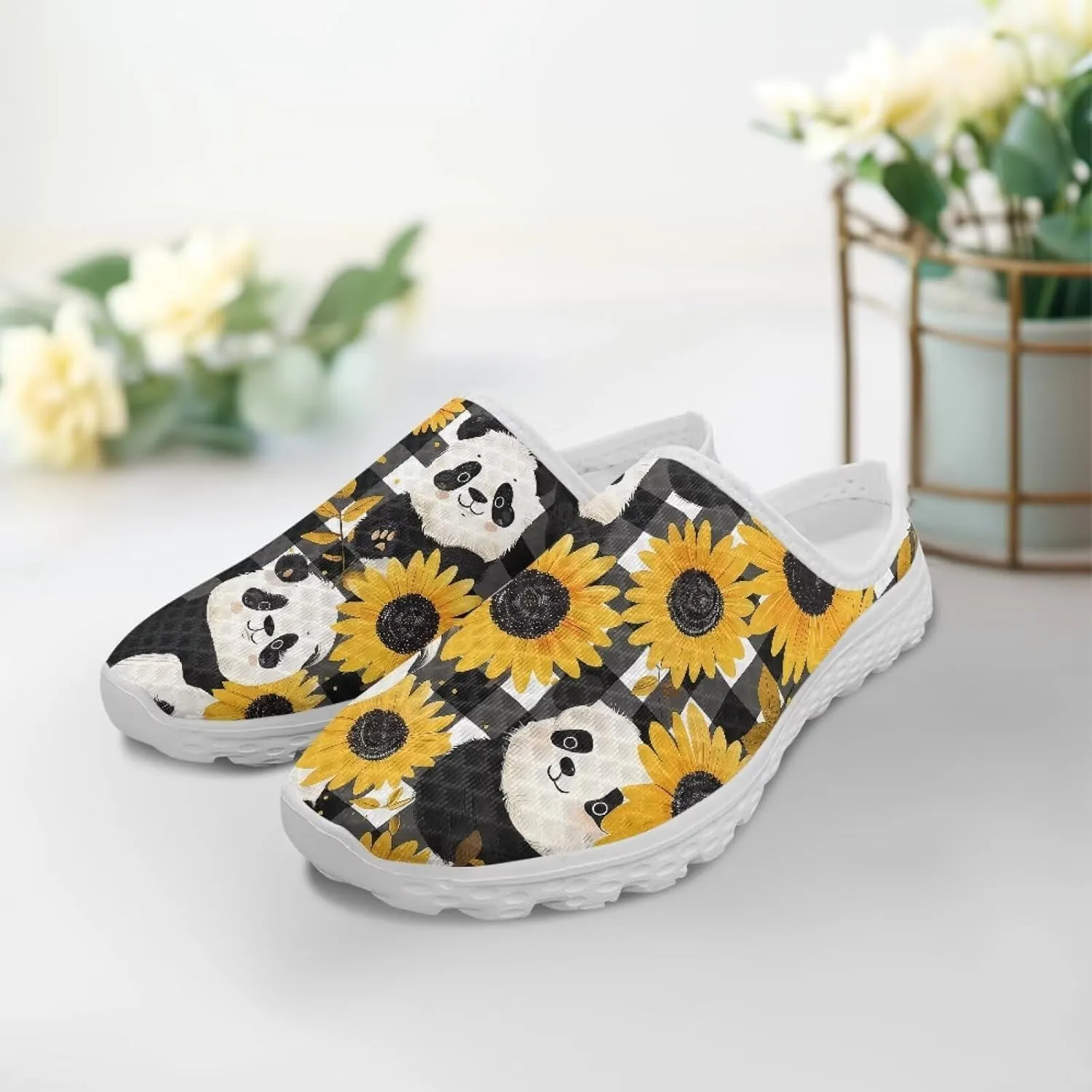 Howilath Womens Garden Shoes Clogs Soft Mules Non-Slip Garden Work Shoes with Arch Support EVA Flat Sandals for Casual