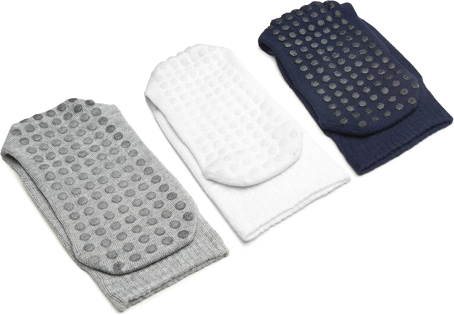 Hugh Ugoli Women's Soft Bamboo Non Slip Grip Crew Socks | Wide, Loose Fit & Diabetic Hospital Socks with Seamless Toe, 3 Pair