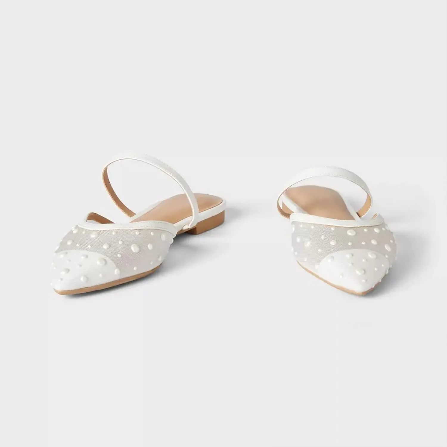 Huntarry Mesh Mule Flats for Women Pointed Toe with Arch Support Memory Foam Insole Casual Dress Comfortable Shoes