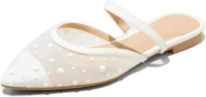 Huntarry Mesh Mule Flats for Women Pointed Toe with Arch Support Memory Foam Insole Casual Dress Comfortable Shoes