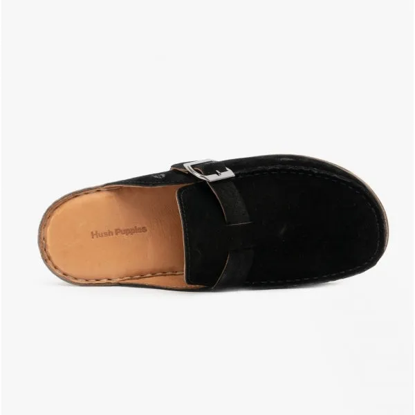 Hush Puppies SORCHA MULE Womens Leather Sandals Black Suede