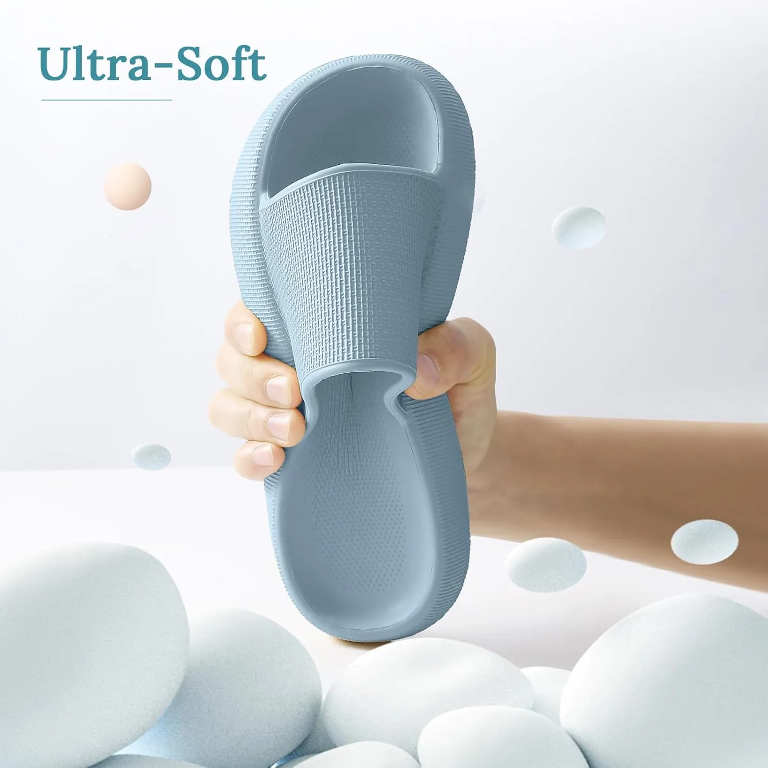 HUXMEYSON Cloud Slippers for Women and Men, Pillow Slippers Super Soft, Thick Sole Slides for Women with Anti-Skid Sole
