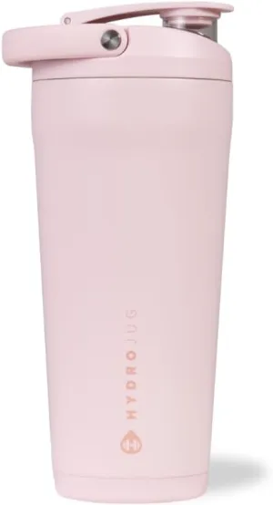 HydroJug 24 oz New Stainless Steel Shaker – Insulated, Leakproof, BPA-Free with Silent Mixing Grate – No Clumps, No Noise – Premium Shaker for Fitness, Sports & Everyday Use, Pink Sand