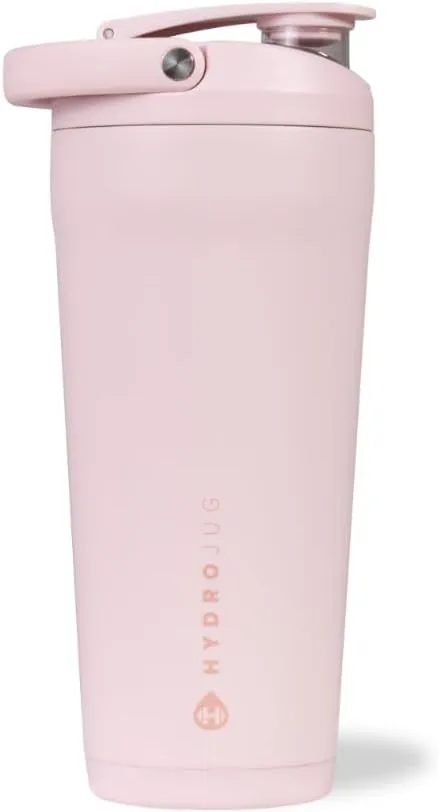 HydroJug 24 oz New Stainless Steel Shaker – Insulated, Leakproof, BPA-Free with Silent Mixing Grate – No Clumps, No Noise – Premium Shaker for Fitness, Sports & Everyday Use, Pink Sand