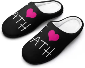 I Love Math Comfort Womens Cotton Slippers Winter Warm Slip-on House Shoes For Home Office Hotel