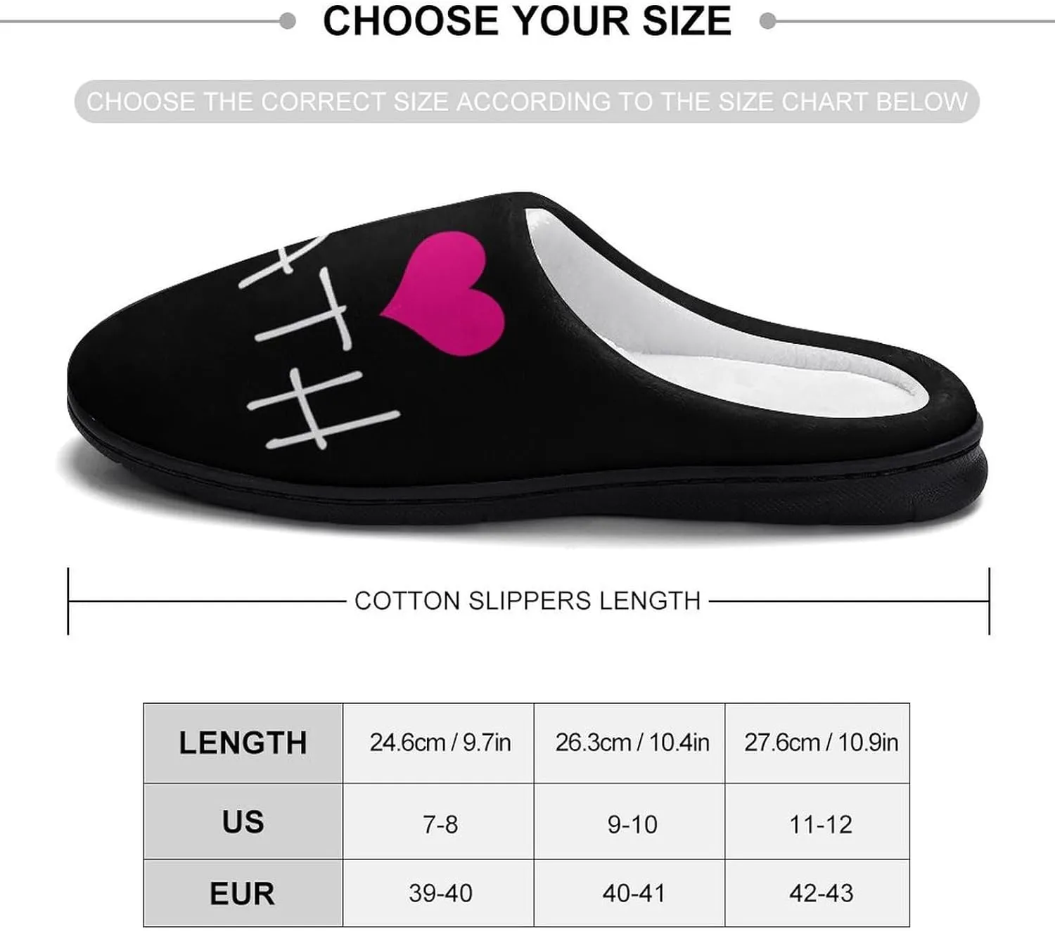 I Love Math Comfort Womens Cotton Slippers Winter Warm Slip-on House Shoes For Home Office Hotel