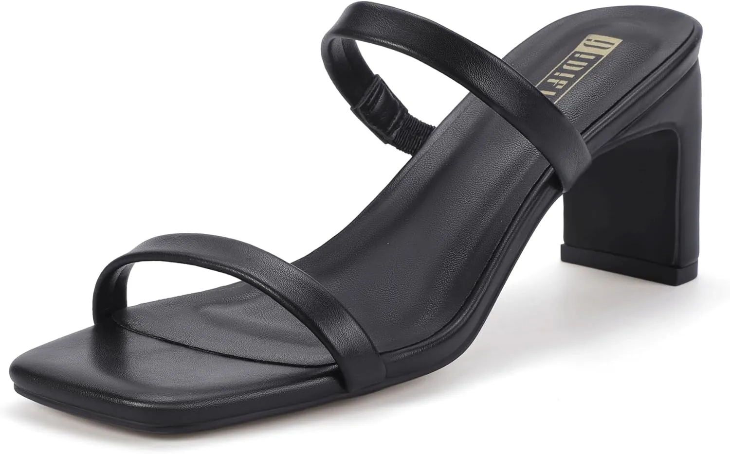 IDIFU IN3 Chunky Heels For Women Low Block Square Open Toe Heels Two Strap Slip On Comfortable Slides Heeled Sandals Sexy Wedding Prom Party Dress Shoes Cute Mule Short Heels