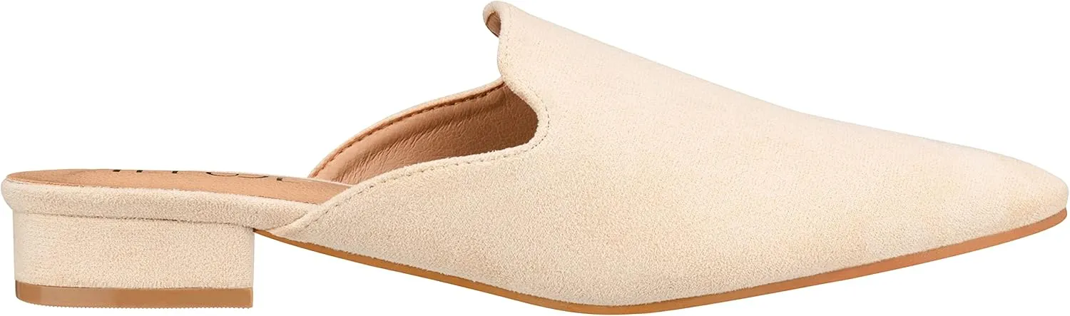 ILLUDE Women's Flat Mules Pointed Toe Backless Slip on Slides Loafer Shoes