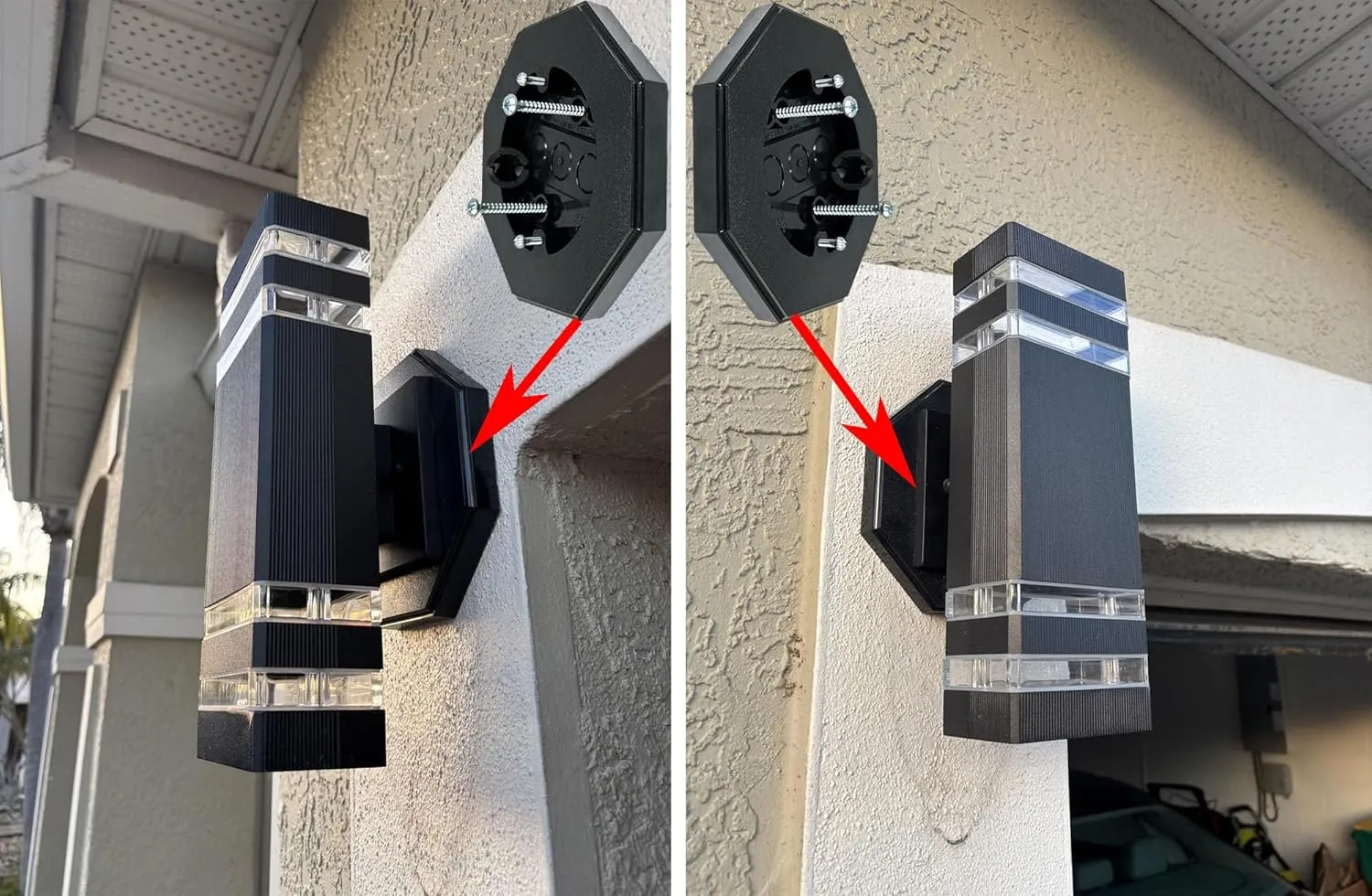 iMBAPrice IMBA-8161-BK-2 (2-Pack) Vertical Siding Lamp Octagon Mounting Kit with Built-in Box for Outdoor Smooth Flat Surface, Black