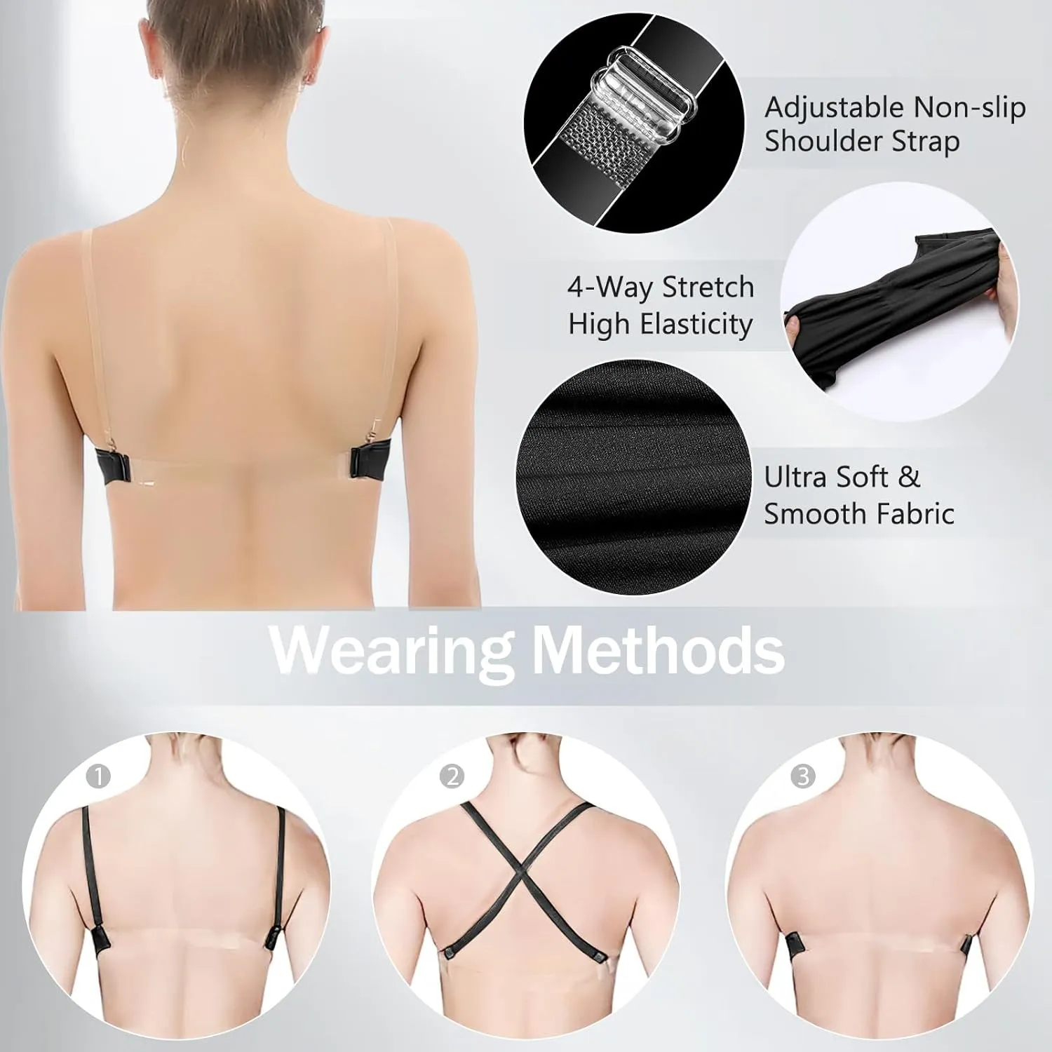 iMucci Clear Strap Bra Professional Dance Bra NO Sponge Invisible Ballet Bras