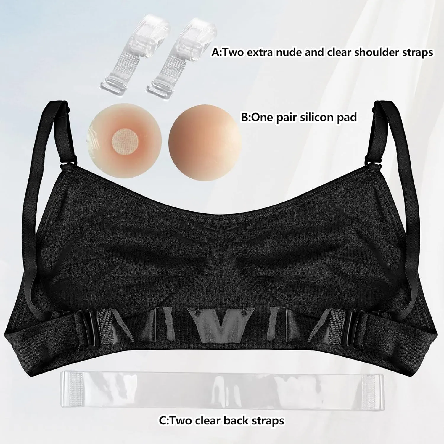 iMucci Clear Strap Bra Professional Dance Bra NO Sponge Invisible Ballet Bras
