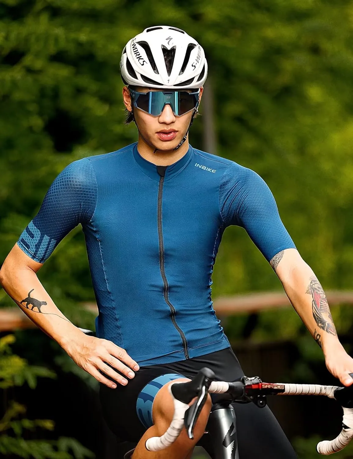 INBIKE Cycling Jersey Men Breathable Bike Shirt Quick-dry Reflective Bicycle Clothing for Road Biking Riding