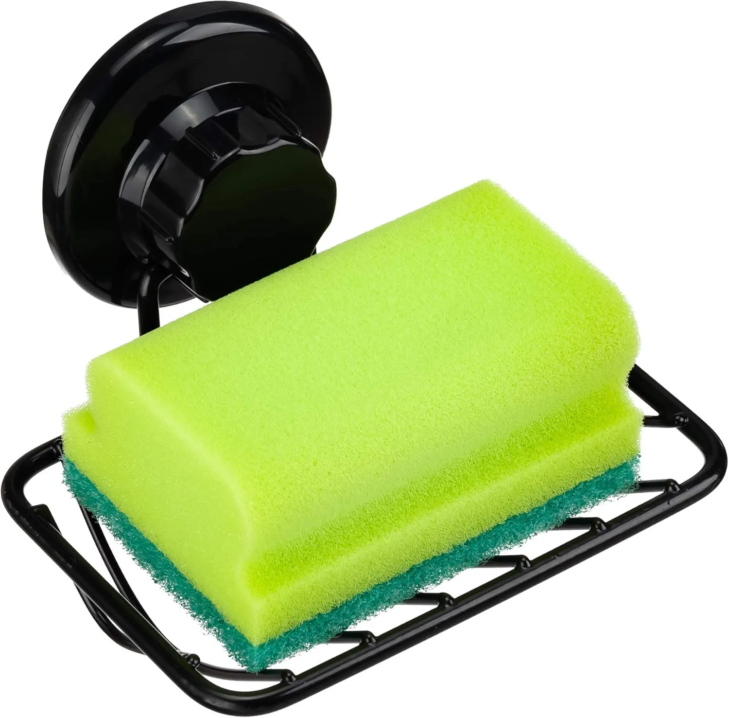 iPEGTOP Super Powerful Vacuum Suction Cup Shower Soap Dish - Strong Rustproof Stainless Steel Soap Saver Sponge Holder for Bathroom & Kitchen Sink, Black- 2 Pack