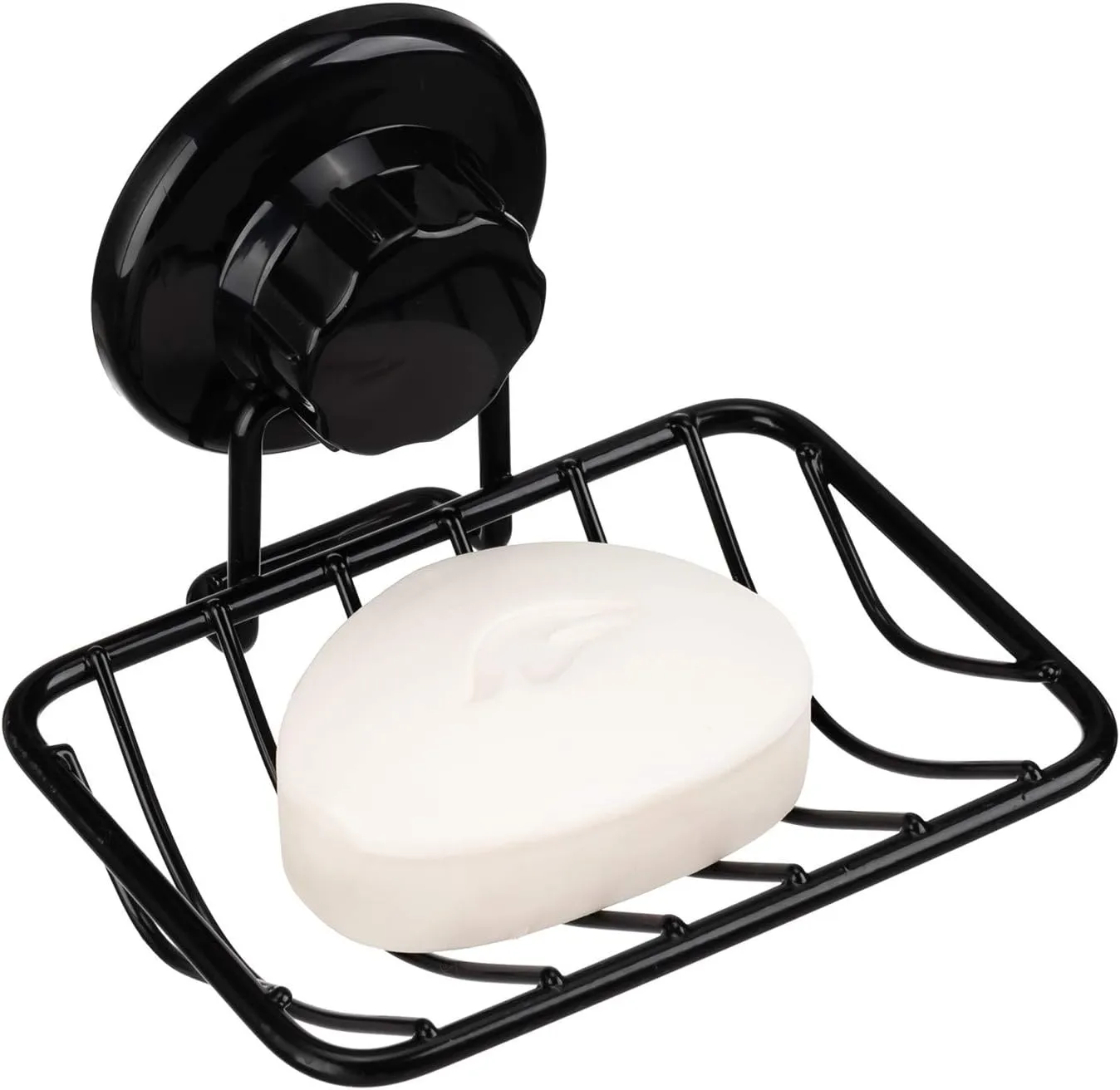 iPEGTOP Super Powerful Vacuum Suction Cup Shower Soap Dish - Strong Rustproof Stainless Steel Soap Saver Sponge Holder for Bathroom & Kitchen Sink, Black- 2 Pack