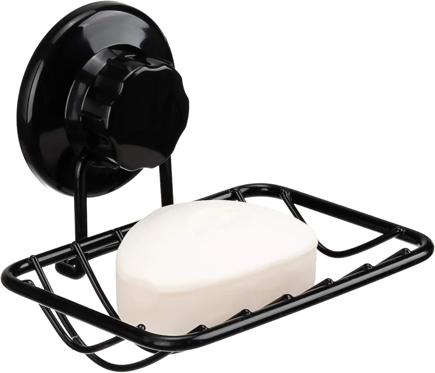 iPEGTOP Super Powerful Vacuum Suction Cup Shower Soap Dish - Strong Rustproof Stainless Steel Soap Saver Sponge Holder for Bathroom & Kitchen Sink, Black- 2 Pack