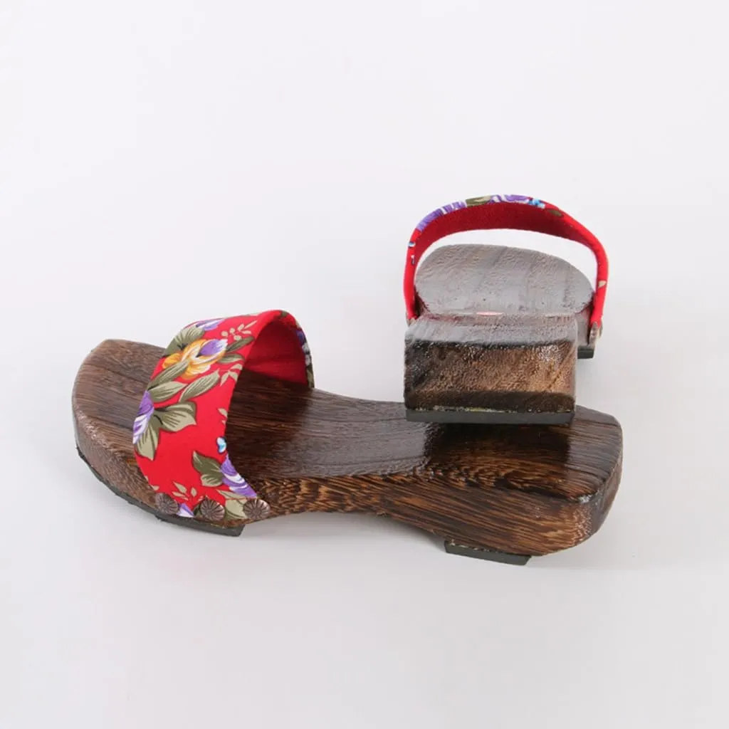 Japanese Traditional Clogs Sandals,Women's Kimono One Word Dragging Japanese Traditional Summer Slippers High Heel Kimono Sandals(Size:EU 35,Color:Pink)