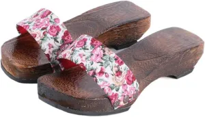 Japanese Traditional Clogs Sandals,Women's Kimono One Word Dragging Japanese Traditional Summer Slippers High Heel Kimono Sandals(Size:EU 35,Color:Pink)