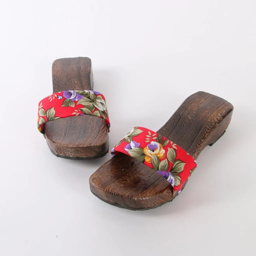 Japanese Traditional Clogs Sandals,Women's Kimono One Word Dragging Japanese Traditional Summer Slippers High Heel Kimono Sandals(Size:EU 35,Color:Pink)